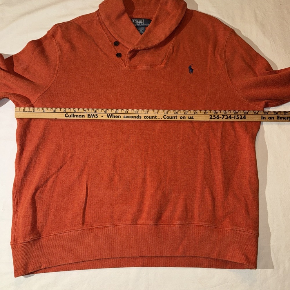 Vintage Polo Ralph Lauren Cowl Neck Button Sweater Men's Sz XL Orange Pullover - Picture 4 of 7